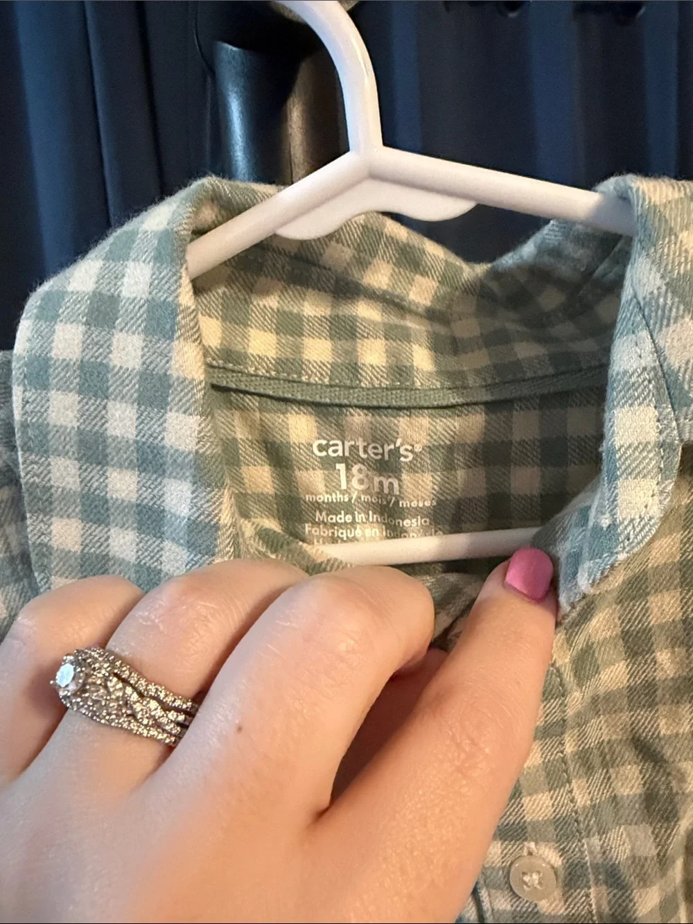 Carter's Boys Light Blue & White Gingham Button-Down Shirt